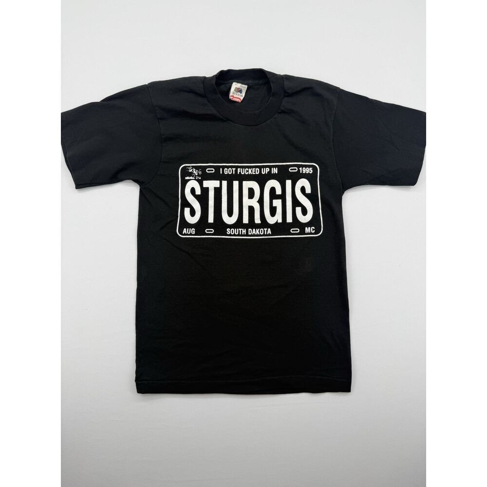 Vintage 1995' Fruit Of The Loom STURGIS Rally Mens Black T Shirt Small